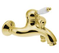 Sapho KIRKÉ: Grifo de bañera, palanca blanca, acabado dorado