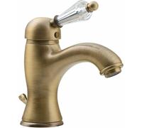 Sapho KIRKÉ: Grifo para lavabo con desagüe, palanca de cristal, color bronce