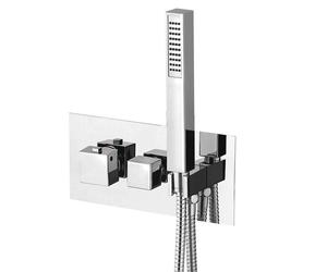 Sapho LATUS: Termostato para ducha con grifo integrado, incluye ducha de mano, modelo de 2/3 vías, acabado cromado