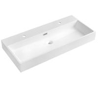 Sapho. Lavabo doble con encimera de mármol artificial, modelo AQUATIC, 100x46 cm, color blanco