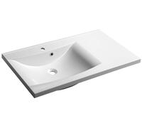 Sapho LUCIOLA, mueble de lavabo en mármol sintético "Guss", 90x48 cm, blanco, para montaje en la parte izquierda