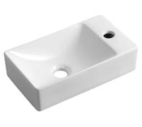 Sapho MARGITHA, lavabo de cerámica, 38x22 cm, con abertura para el grifo en el lado derecho, color blanco