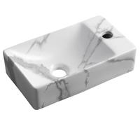 Sapho MARGITHA, lavabo de cerámica, 38x22 cm, con abertura para el grifo en el lado derecho, estilo Carrara