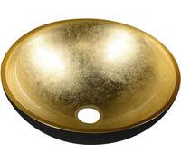 Sapho MURANO BLACK-GOLD: Lavabo de cristal para encastrar, diámetro de 40 cm, color dorado/
