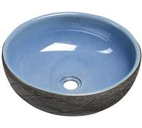 Sapho Priori lavabo 41x41 cm circular sobre encimera gris/piedra-azul brillante PI020
