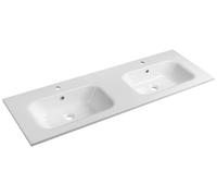 Sapho Sidra - Lavabo doble de 141 x 46 cm, con rebosadero, con 2 orificios para la grifería, blanco SD141