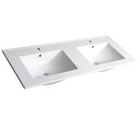 Sapho Slim lavabo 121.5x46 cm rectangular para mueble-doble blanco brillante 1601-120