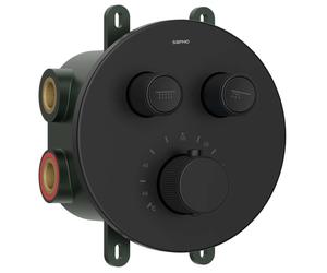 Sapho Smart Select - Grifo de ducha termostático empotrado, para 2 dispositivos, con cuerpo, negro mate RP032B