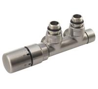 Sapho Twin - Kit de conexión de válvulas para conexión central, paso 50 mm, izquierdo, acero inoxidable CP3525S