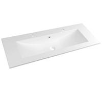 Sapho Yukon - Lavabo doble 120x45 cm, 2 orificios para grifos, con rebosadero, blanco YU122