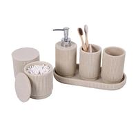 sapisecret Set Completo de Accesorios de Baño 6 Piezas, Resina Beige Rayada