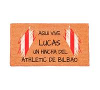 SAQUITOMAGICO Felpudo Entrada Casa Fútbol Personalizado con tu Nombre - para Hinchas - Original, Divertido y Antideslizante - Alfombra de Bienvenida Regalo Aficionados (Athletic Personalizado)