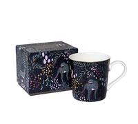 Sara Miller London Taza de leopardo de medianoche con detalles de oro de 22 quilates