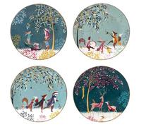 Sara Miller London Woodland Tales - Juego de 4 platos, surtidos, color verde