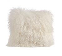 SARO LIFESTYLE Almohada rellena de Piel de Cordero de Mongolia, Crema, 20" (50,8 cm)