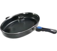 Sartén antiadherente Gundel GUSS-FISCHPFANNE con tapa de vidrio, 41 x 27 cm, altura 5 cm, superficie de titanio y cerámica, libre de , base con tecnología Akku-Therm, mango desmontable