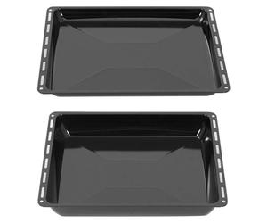Sartén antiadherente ICQN, 445 x 375 mm, con revestimiento de 25 y 50 mm. Set de 2 bandejas para hornear esmaltadas, compatibles con Whirlpool, Ignis, Bauknecht, Indesit, Algor, Neckermann, Lloyds, de