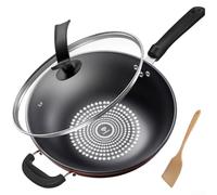 Sartén con revestimiento de diamante de 32 cm, sin wok, para todas las estufas, sartén profunda de gas de inducción (B-34 cm)
