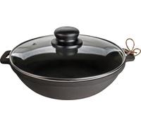Sartén con tapa de cristal. Sartén de hierro fundido. Sartén para freír de hierro fundido. Sartén de hierro fundido para cocinar, 28 cm, modelo T104C3