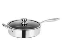 Sartén con tapa de vidrio, diámetro 28 cm, con estructura de panal, apta para todo tipo de cocinas