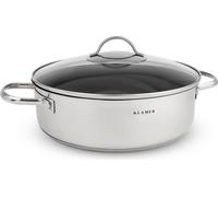 Sartén con tapa KLAMER de 28 cm, apta para inducción, de acero inoxidable con revestimiento antiadherente. Olla para estofar, apta para horno, sartén para estofar con borde alto, revestimiento de alta