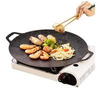 Sartén coreana antiadherente para barbacoa, conducción uniforme del | Plancha de inducción eléctrica de tamaño circular para estufas al aire libre, parrilla redonda con acabado antiadherente