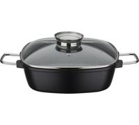 Sartén cuadrada GSW Gourmet de granito, 28 x 28 cm, con base de aluminio maciza, apta para todas las fuentes de calor, incluyendo inducción, con tapa aromática, libre de PFAS, color