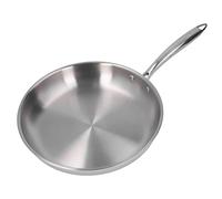 Sartén de 28 cm/30 cm Redondo sin recubrimiento 3 capas Sartenes de acero inoxidable Huevos Sándwiches Crepes Tortilla Sartén Cacerola de cocina para estufa de gas de inducción eléctrica(28cm)