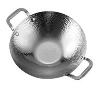 Sartén de Acero Inoxidable Doble Asa, Plato Seco para Hogar | Acabado Plata, Agarre Antideslizante, Transferencia Térmica Uniforme, Resistente al Calor, Uso en Hot Pot