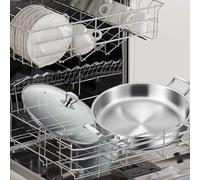 Sartén de alta calidad, 28 cm, acero inoxidable 316, base plana, apta para todo tipo de cocinas; freidora sin revestimiento para una cocina más saludable; utensilio de cocina apto para horno (C)