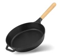 Sartén de hierro fundido BRIZOLL, diámetro de 22 cm, 40 mm de profundidad. Sartén de hierro fundido, sartén de hierro, sartén redonda con mango de madera de 4big.fun. Apta para inducción y para todo t
