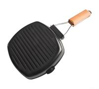 Sartén de hierro fundido de 20 cm, parrilla plegable para cocinar saludablemente, sartén rectangular para carne eléctrica de gas
