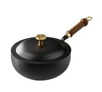 Sartén de hierro fundido esmaltado, cacerola antiadherente, mini cacerola esmaltada para horno holandés, utensilios de cocina de hierro con mango de madera, suministros de cocina aptos para horno para