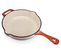 Sartén de hierro fundido GSW, diámetro de 26 cm, con 2 picos vertedores, esmaltada en color naranja-rojo