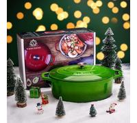Sartén de hierro fundido – Olla holandesa – Olla para estofados – Cacerola – Bandeja ovalada para horno – Capacidad de 8 litros – Diámetro de 37 cm