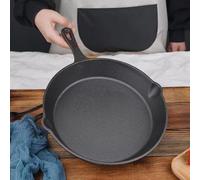Sartén de hierro fundido para barbacoa de 26 cm para estufa y llama (25 cm) | Para cocinar versátil, parrilla asada para freír, apta para estufa, lista para llama abierta, diseño cuadrado de 26 cm