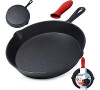 Sartén de hierro fundido Vilde Gusseisenpfanne, también apta para parrilla, con protector de mango de silicona. Modelo CAST LINE, 25 cm