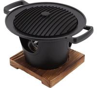 Sartén de parrilla coreana para uso interior, sin rejilla. Placa de parrilla de mesa sin humo. Sartén de parrilla gourmet portátil. Placa de acero inoxidable redonda