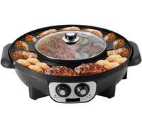 Sartén eléctrica para barbacoa - 2 en 1 - 2200W - Gourmet - Hotpot eléctrico - Barbacoa coreana - Parrilla coreana - Sartén para fiestas