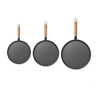 Sartén engrosada de hierro fundido con mango de madera para cocinar en casa, sartén redonda negra para hacer crepes y tortillas de 20 cm (20 cm)