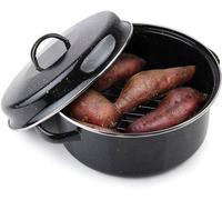 Sartén esmaltada ovalada con tapa, 28 cm