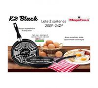 Magefesa Sartén V Black Negro – Acero antiadherente, apto para todo tipo de cocinas – Lote 20/24 cm