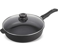 Sartén original Gundel GUSS-BRATPFANNE con tapa de vidrio, diámetro 32 cm, altura 7,5 cm, superficie BIOTAN, libre de , sartén con borde alto