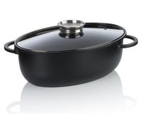 Sartén ovalada de 8 litros, de hierro fundido, con revestimiento de aluminio y cerámica, libre de