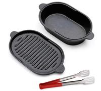 Sartén ovalada de hierro fundido, 23 cm, 2 litros, con tapa, para hornear pan