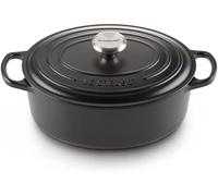 Sartén ovalada de hierro fundido de la marca Silecomplaza, con tapa, de 31 cm de diámetro, apta para todo tipo de cocinas, incluyendo inducción, con una capacidad de 6,3 litros y un peso de 5,705 kg.