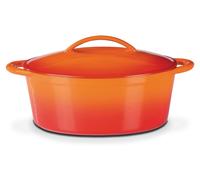 Sartén ovalada de hierro fundido, marca Gusseisen, color naranja "Shadow", dimensiones 33 x 25 cm