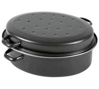 Sartén para asar, 38 cm, cromo, color , ovalada, capacidad de 3,1 litros, apta para horno