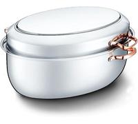 Sartén para asar de acero inoxidable Silecomplaza Premium, con estructura colgante, bandeja ovalada para asar pavo con tapa de parrilla, utensilio de cocina multifunción