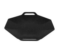 Sartén para Barbacoa Portátil Asa, Antiadherente para Acampar | Acero Inoxidable Negro, Superficie Lisa y Plana, Fácil Limpieza, para Fiestas Bbq y Picnics